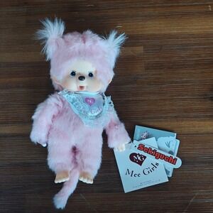 Official Remake of 1974‎ Monchhichi Mee Girls Plush Sparky Pink Sekiguchi NWT